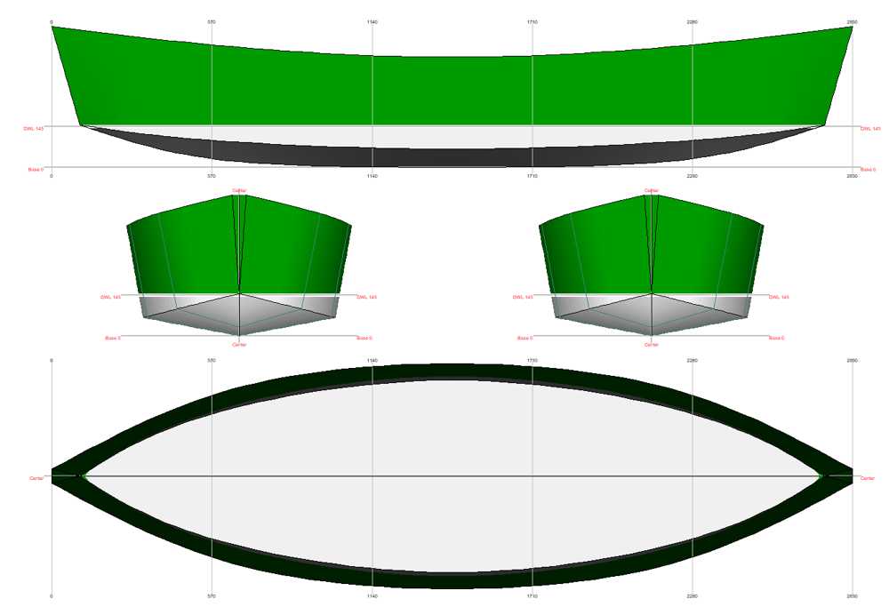 285 cm x 82 cm [9′ 4″ x 2′ 9″] – canoe – Free PDF Plans
